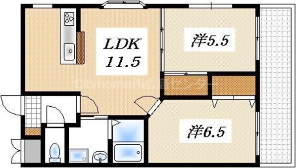 己斐中学校入口 徒歩1分 1階の物件間取画像